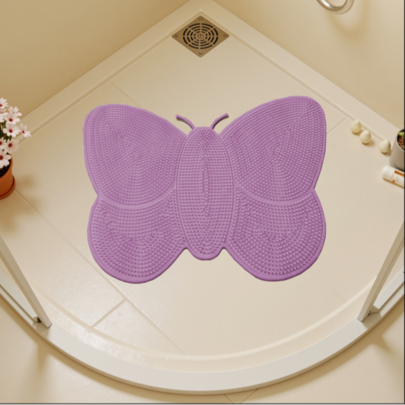 Butterfly Non-Slip Shower Mat & Foot Scrubber