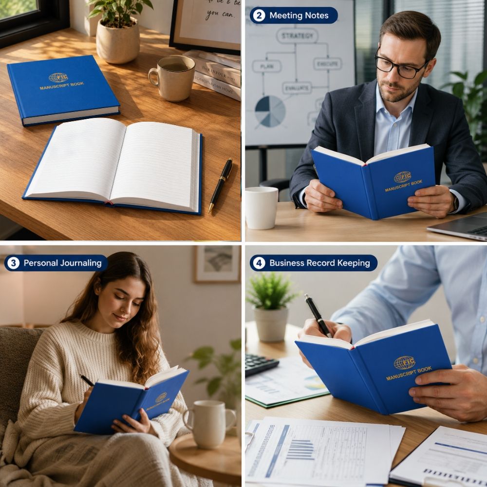 Professional Blue Hardcover Manuscript Notebook – Durable Long - Term Journal – 32x20x1.3cm