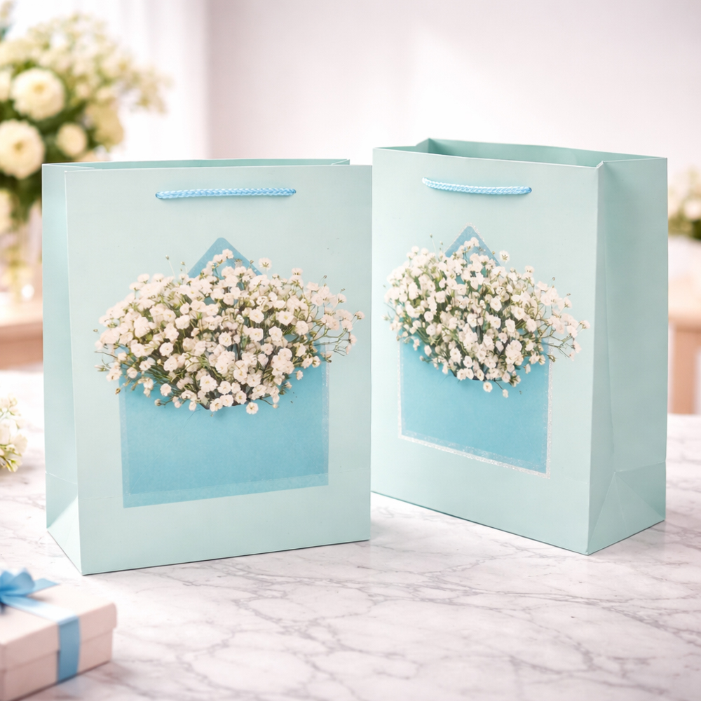 Whimsical Floral Wreath Premium Paper Gift Bag – 32Cm