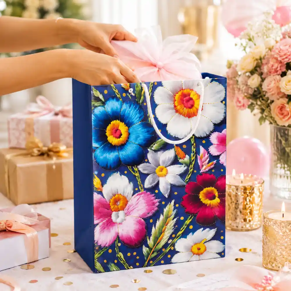 Deluxe Floral Wreath Premium Paper Gift Bag – 32Cm
