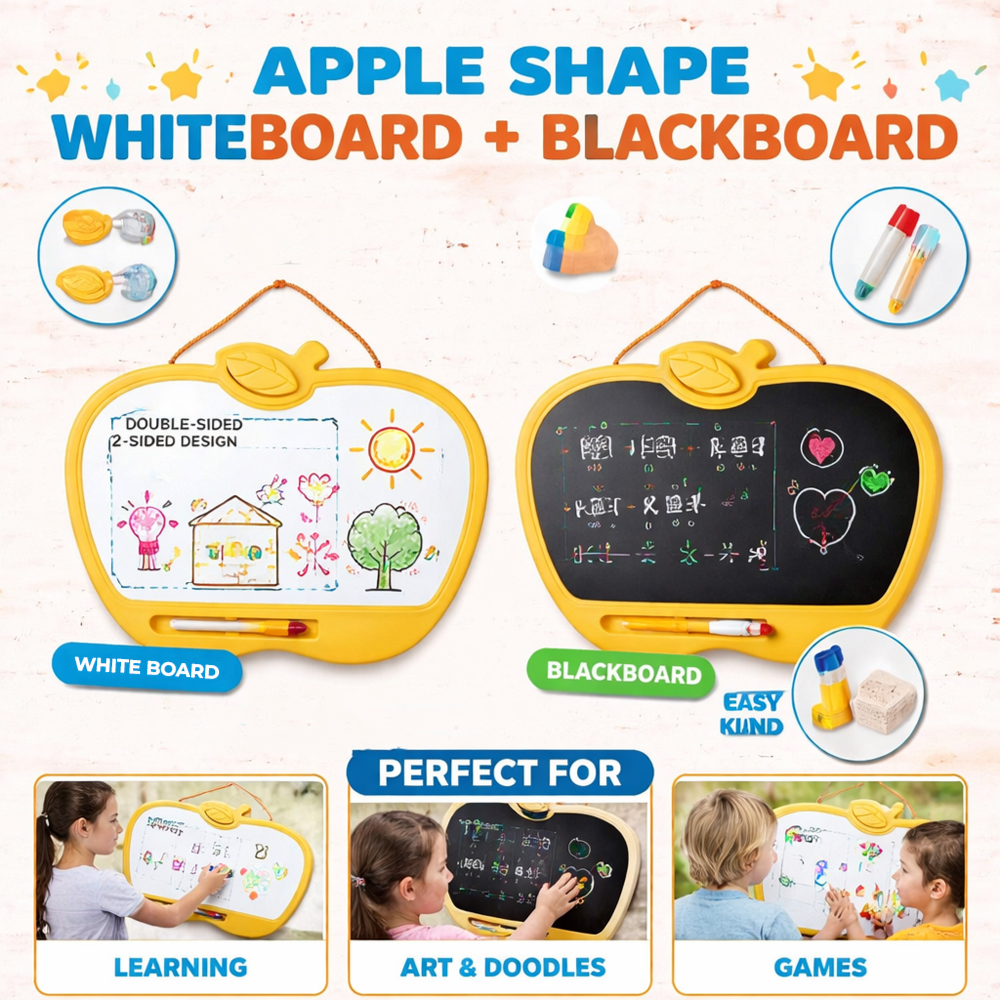 Apple-Shaped 2-in-1 Double-Sided Drawing Board