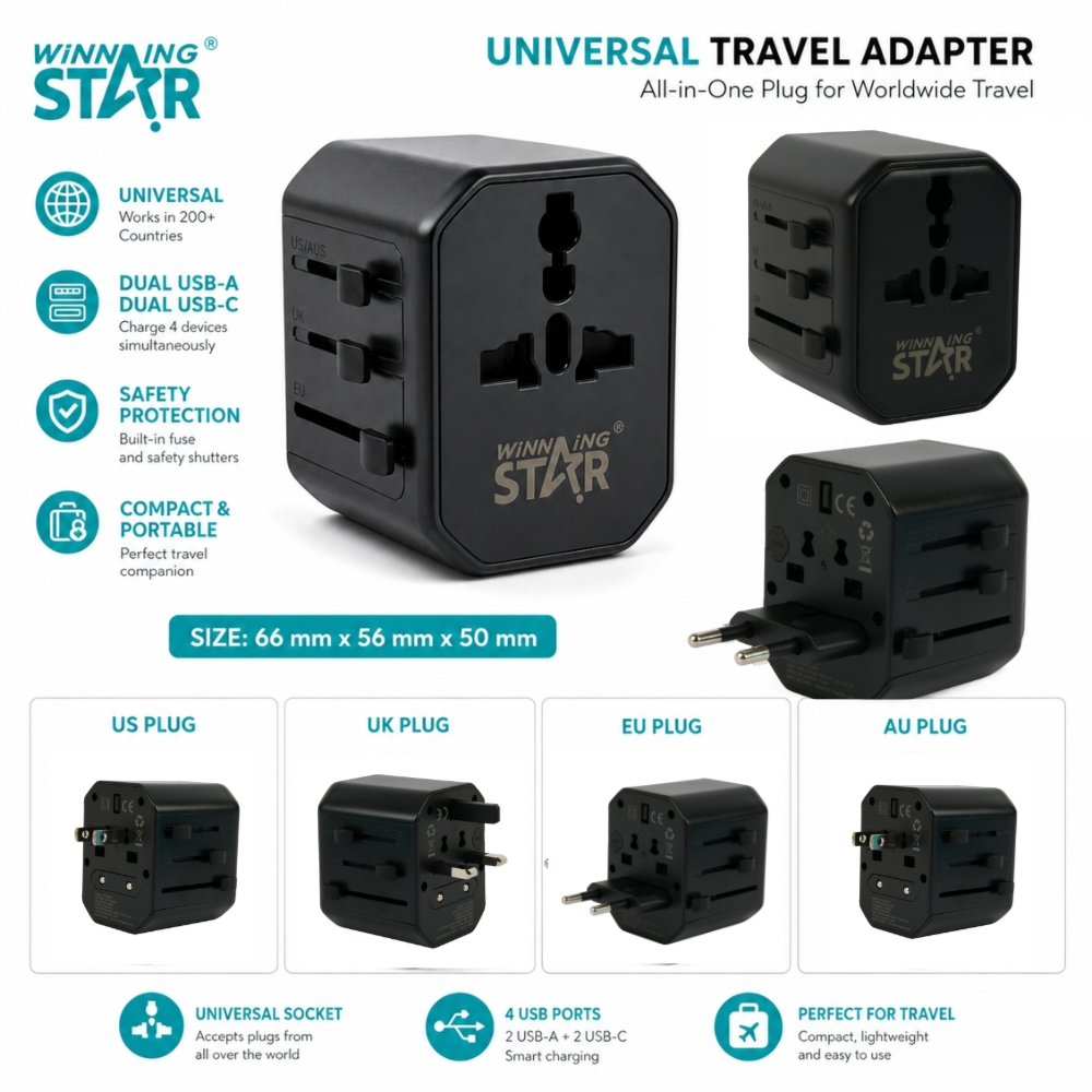 Winning Star St-1204u-1 Multi Universal Travel Adapter Electrical Multi Socket Travel Plug Adaptor