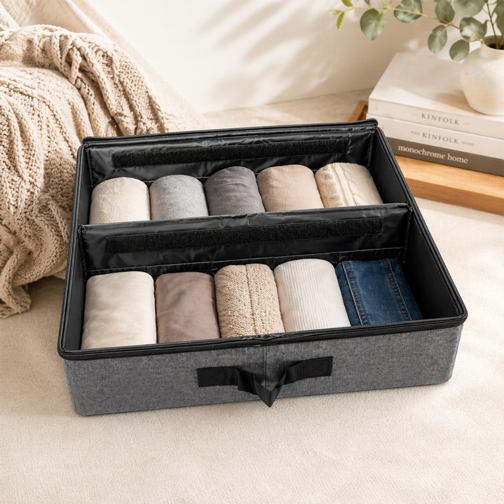 Adjustable Under Bed Rolling Storage Bin