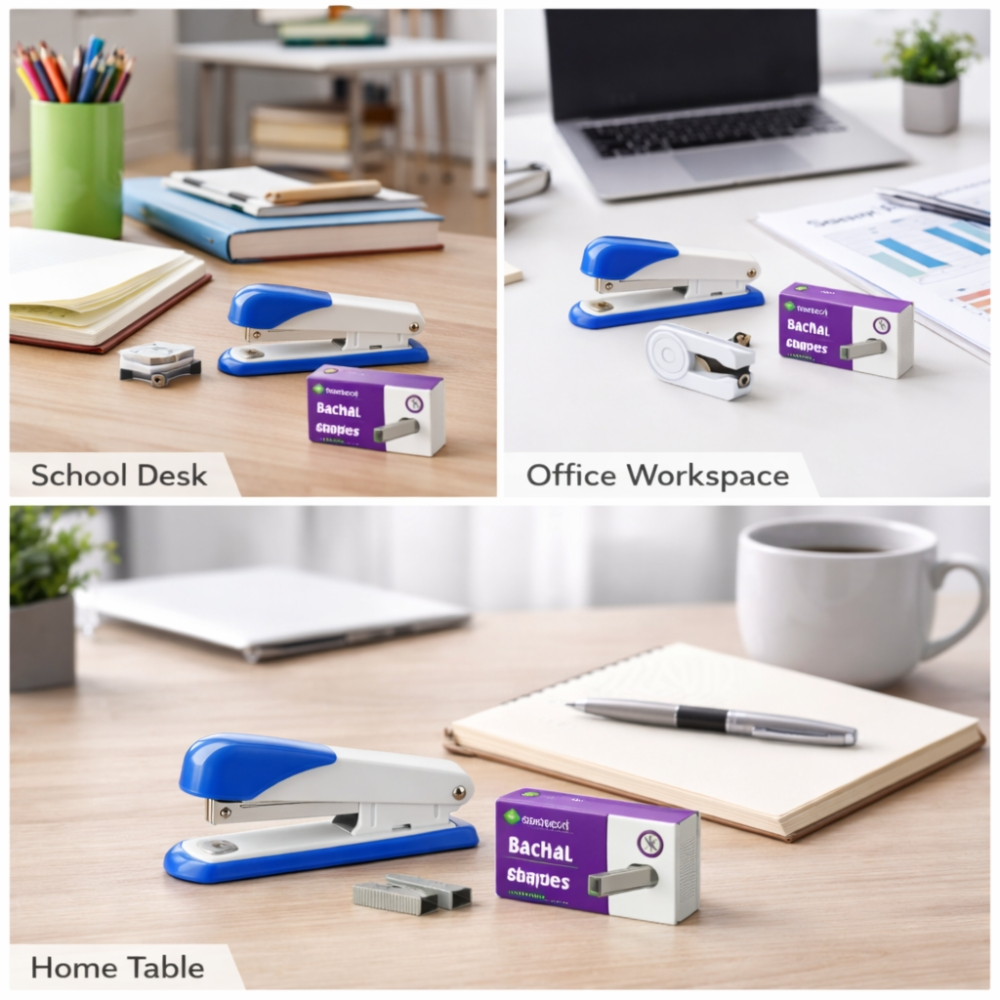 Bachang 3-in-1 Stationery Set – Blue/White Stapler, Remover & Staples