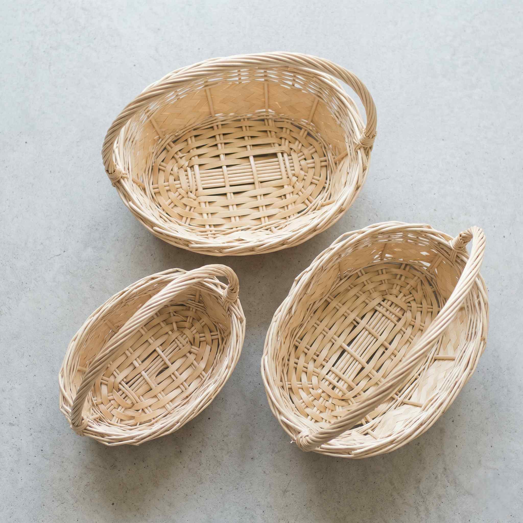 Premium Handmade Natural Wicker Fruit Gift Basket 3Pcs Set