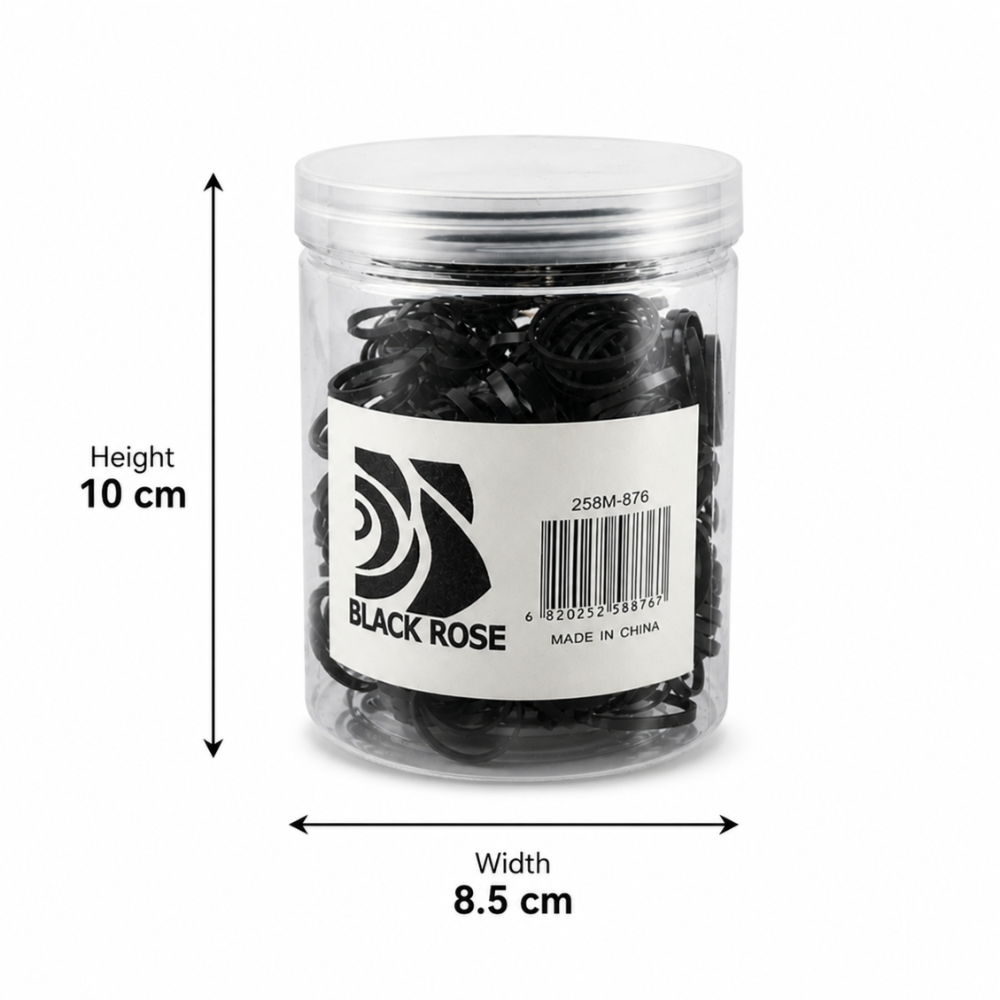 Black Rose Rubber Band – Strong & Flexible Multipurpose Use (Box Size 10 CM × 8.5 CM)