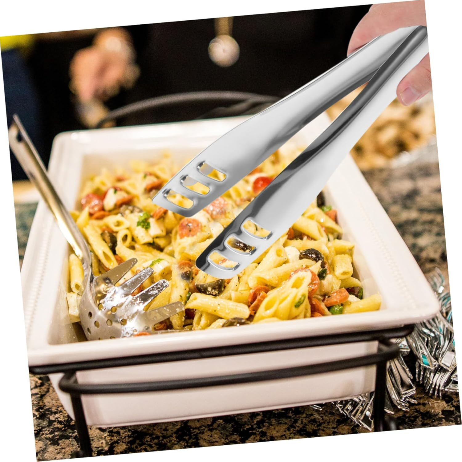 Stainless Steel Square BBQ & Steak Tongs