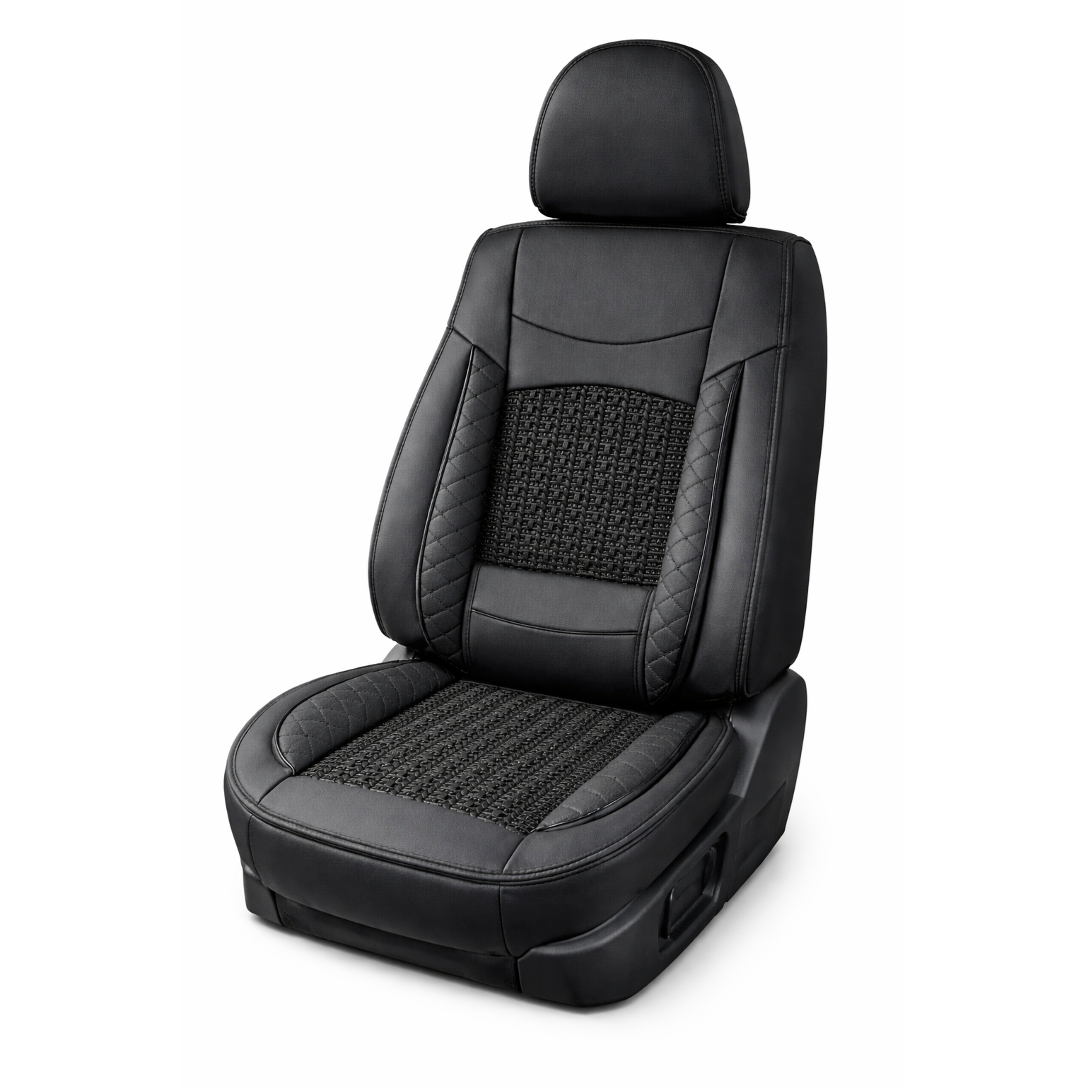 Premium Car Seat Cover 4 Seat Combo – Universal Fit Leatherette Cushion Set with Breathable Center Panel