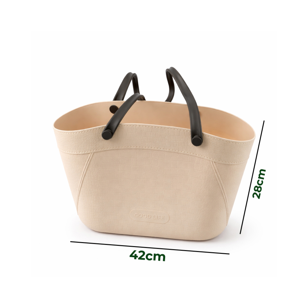 Portable Plastic Laundry Basket with Handle – Space Saving Clothes Storage Basket (29cm x 40cm)