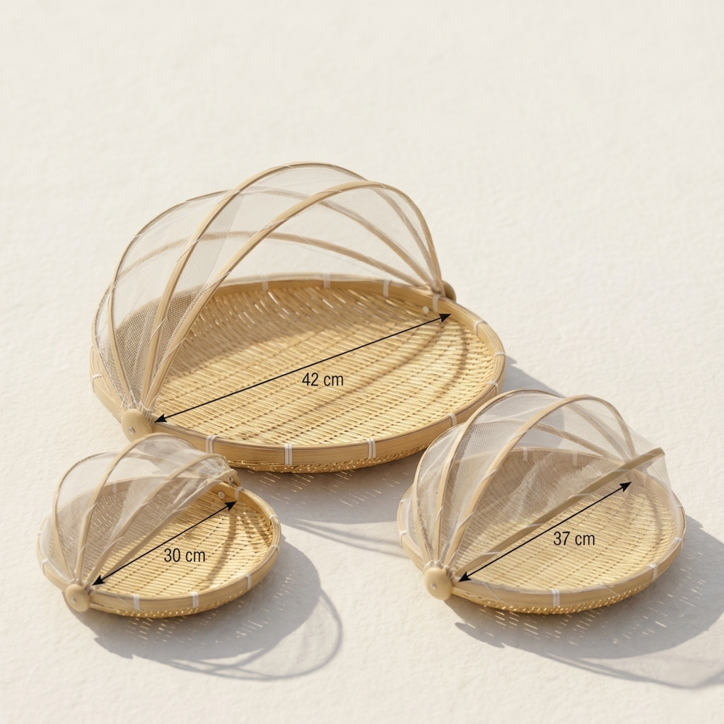 Handcrafted Bamboo Food Cover Basket Set