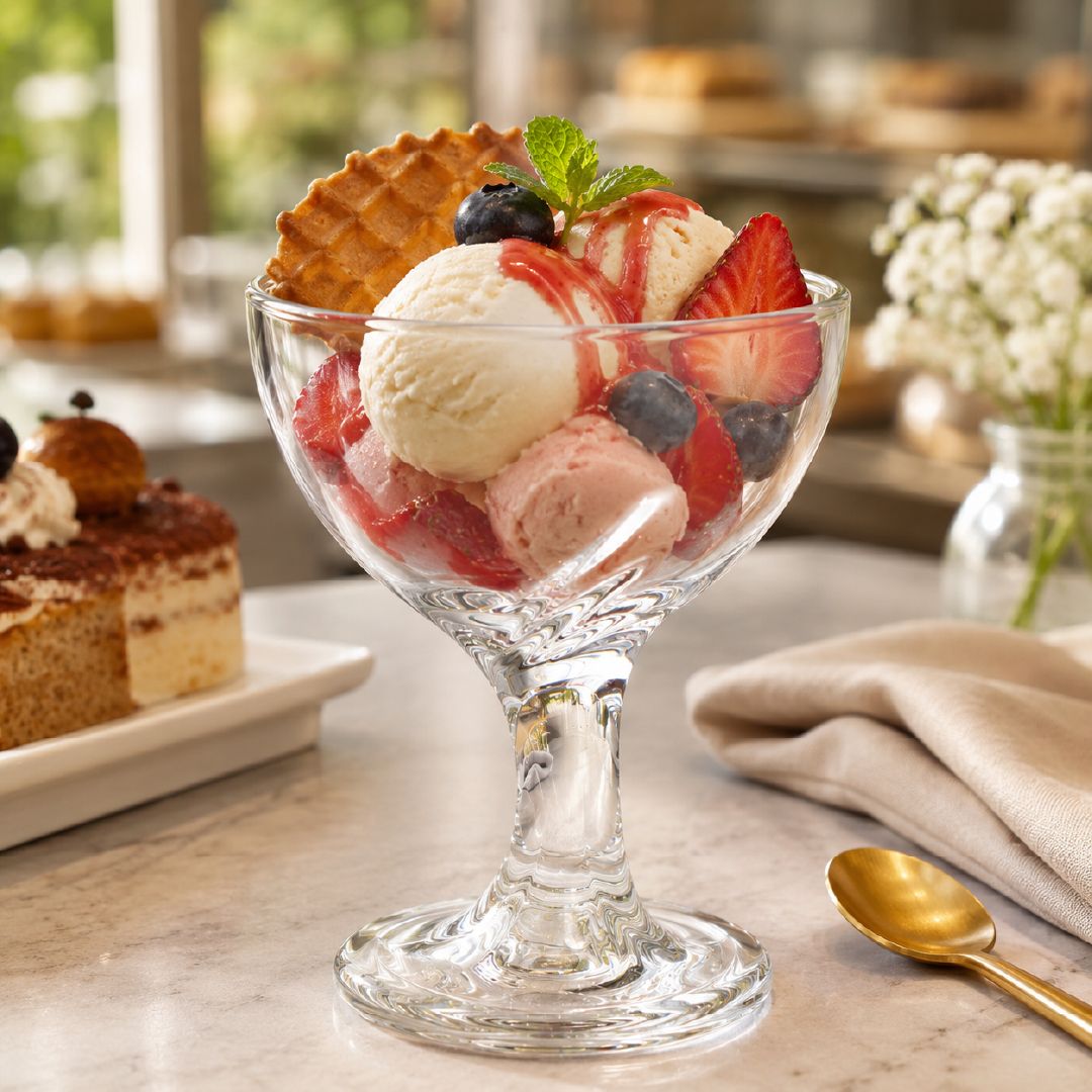 Sustainable Luxury Gravity-Style Dessert Bowl With Unique Stem Design, Transparent, 14 X 11 Cm