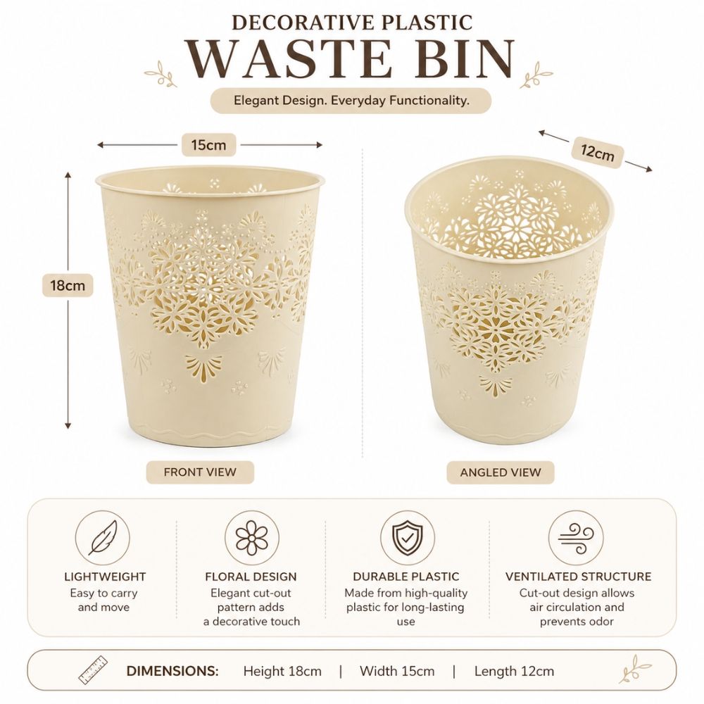 Elegant Floral Desktop Waste Bin Compact Multi Purpose Storage Organizer