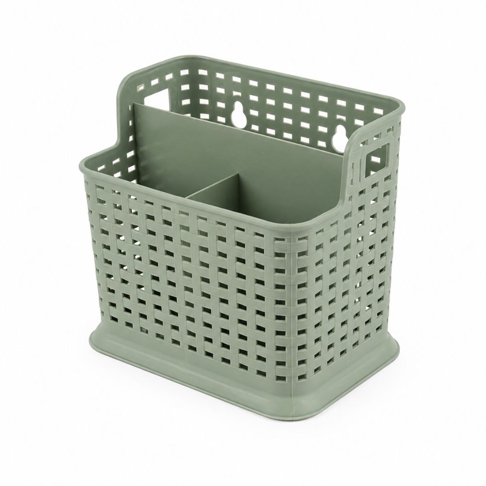 Multi Purpose Desktop Organizer Basket With Built In Divider For Home Office Study Table