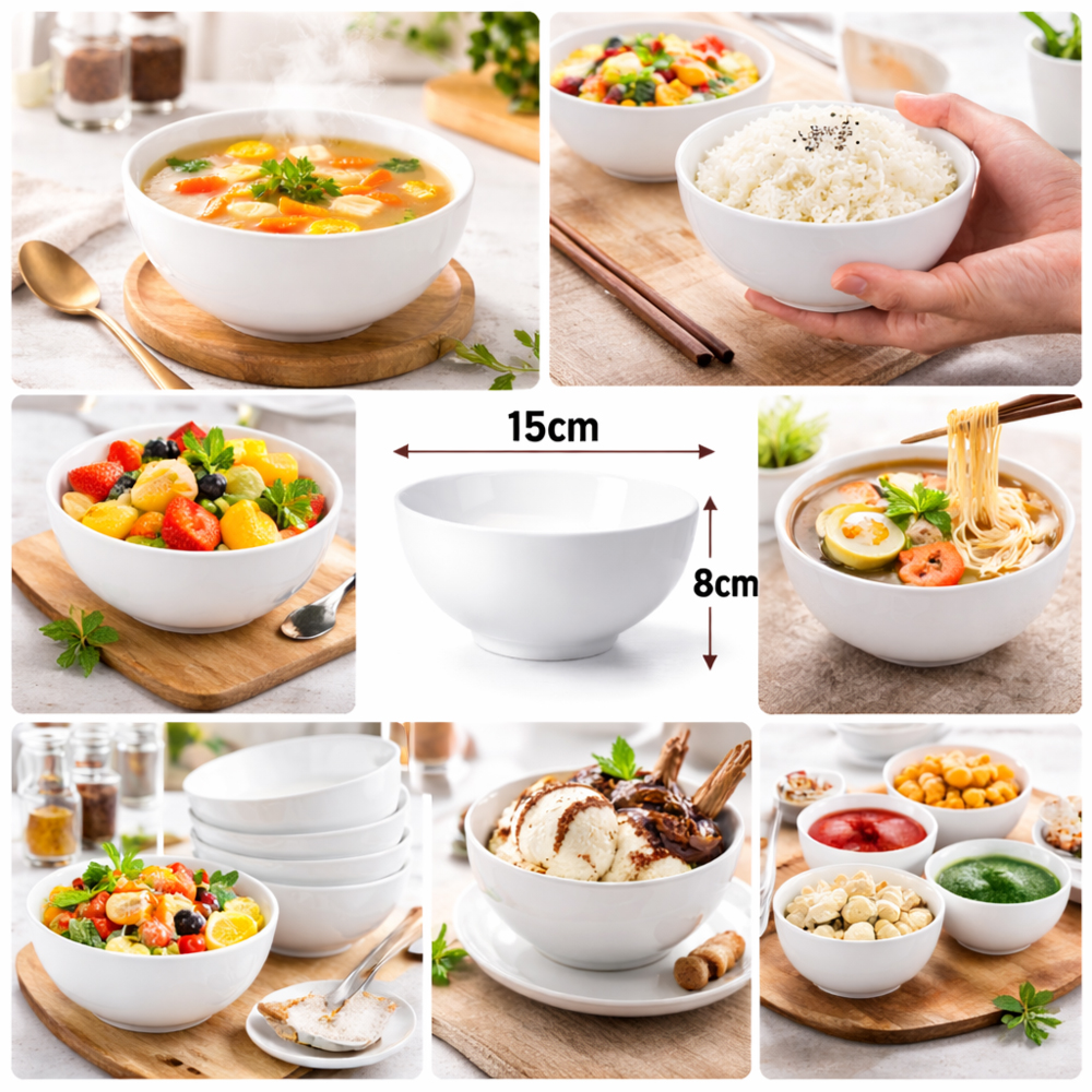 Ceramic Soup/Salad Bowl/Dining Bowl Elegant Design (15x8cm)
