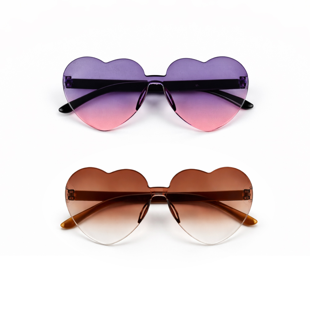Kids Heart Shape Sunglasses – 2 Piece Set Stylish Gradient Lens Summer Sunglasses for Children