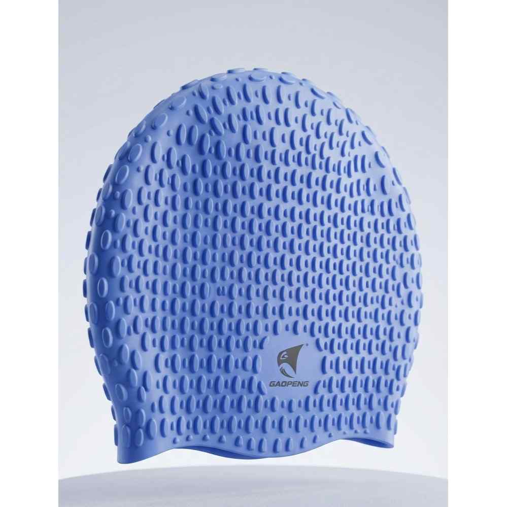 Premium Textured Silicone Swim Cap Blue