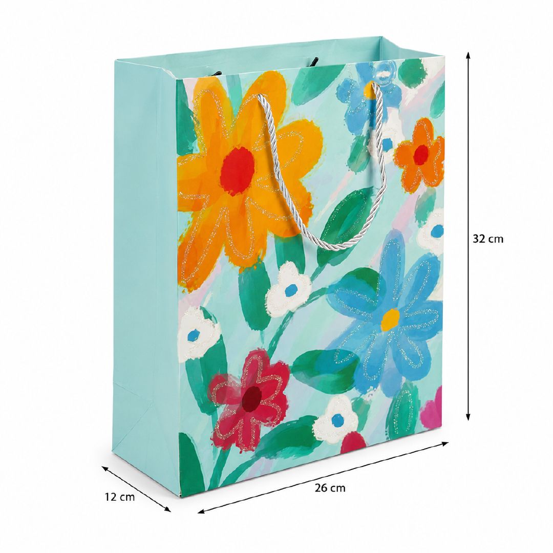 Elegant Floral Art Premium Paper Gift Bag – 32Cm