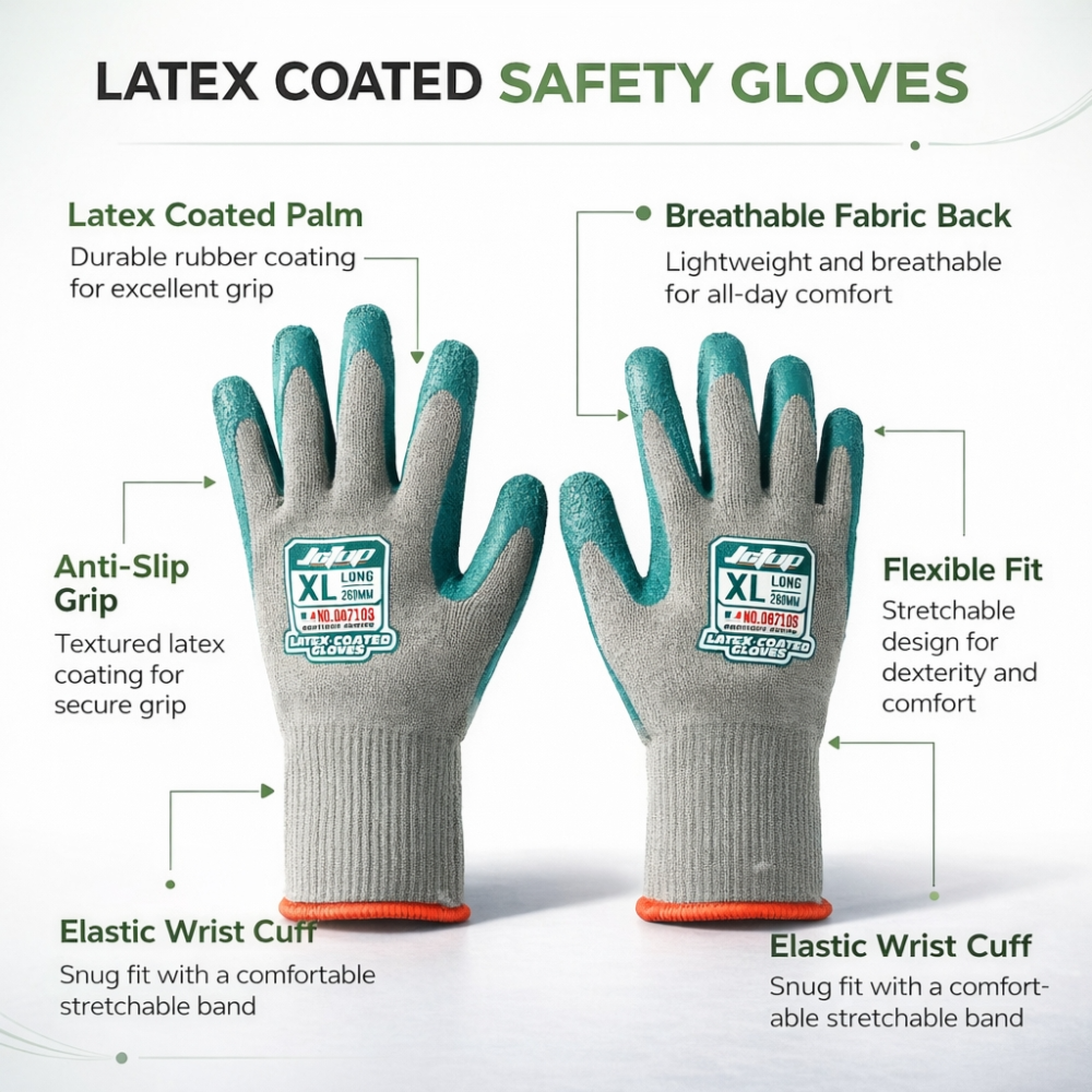 Heavy Duty Latex Coated Grip Work Gloves