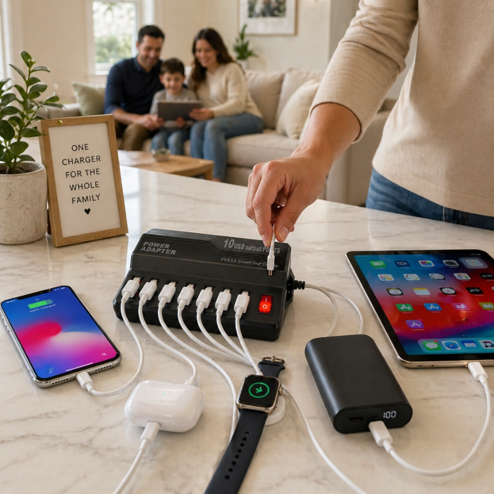 10 Port Usb Fast Charger Station Smart Power Adapter Hub For Multiple Devices