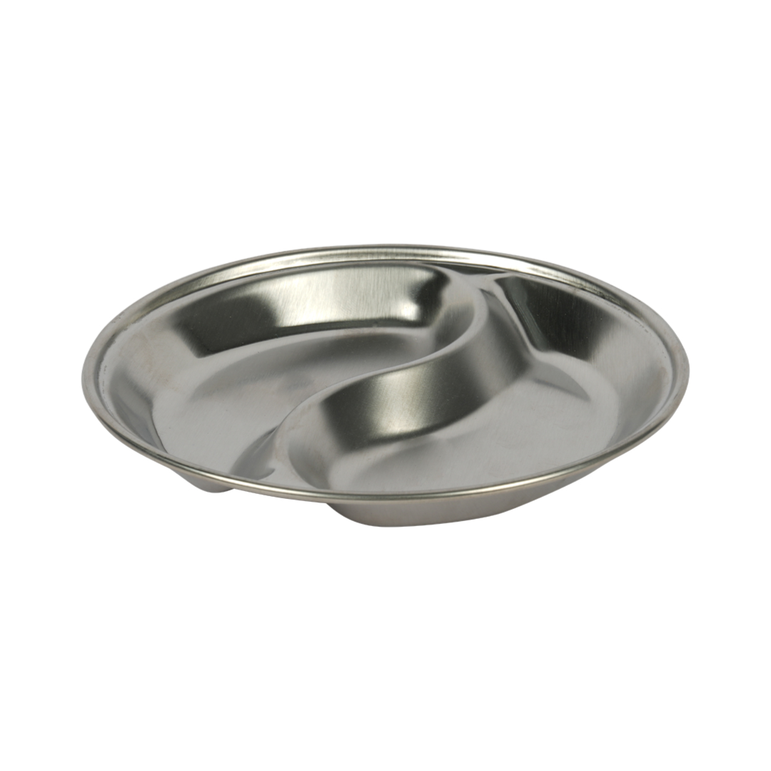 Stainless Steel Double Grid Sauce Dish (12cm)