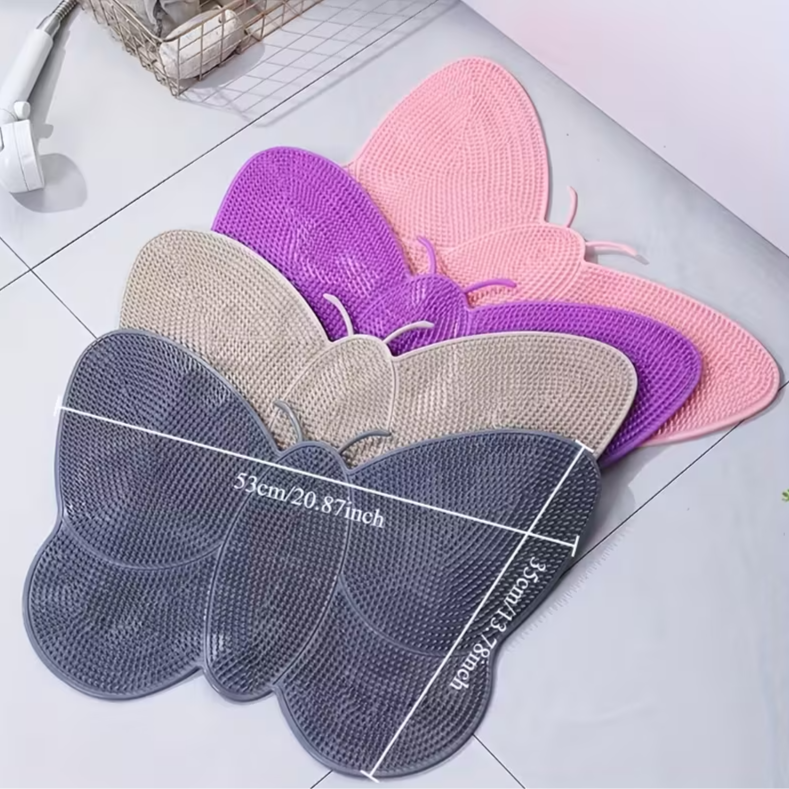 Butterfly Non-Slip Shower Mat & Foot Scrubber