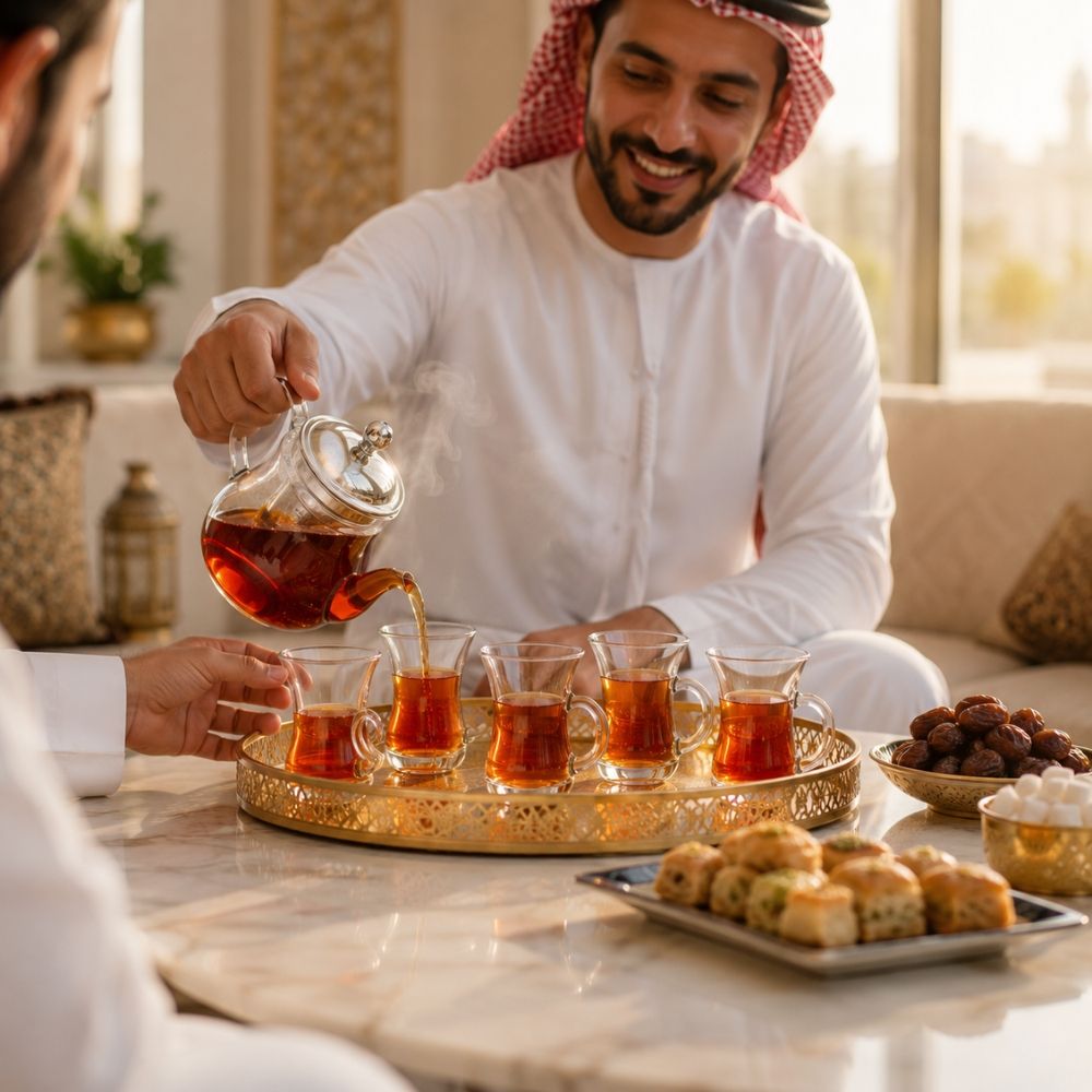 Vintage Clear Glass Tea And Coffee Cup Set Featuring A Traditional Turkish Silhouette With Handles – Transparent (6Pcs)