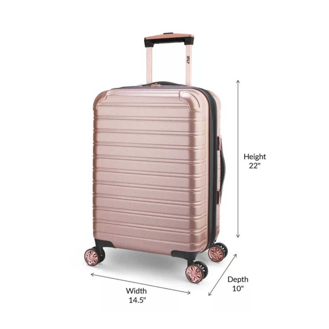 IFly 20-Inch Hard Shell Cabin Trolley Suitcase – Rose Gold / Champagne Pink Metallic Carry-On Travel Luggage