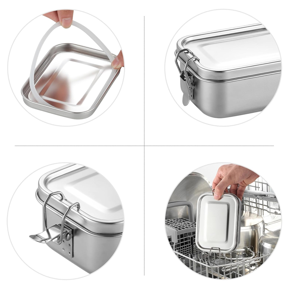 Stainless Steel Lunch Box 1200ML 20CM x 15CM – Large Leakproof Meal Container