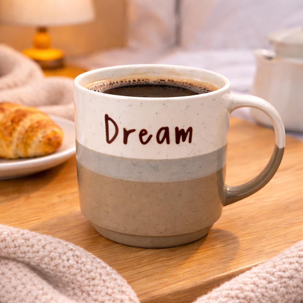 Dream Printed Ceramic Coffee Mug – 10cm x 9cm Modern Minimal Tea & Coffee Cup with Handle