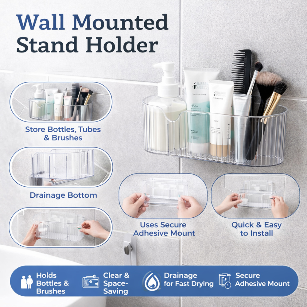 Luxury Clear Acrylic Wall-Mounted Organizer | 3-Compartment Multipurpose Storage