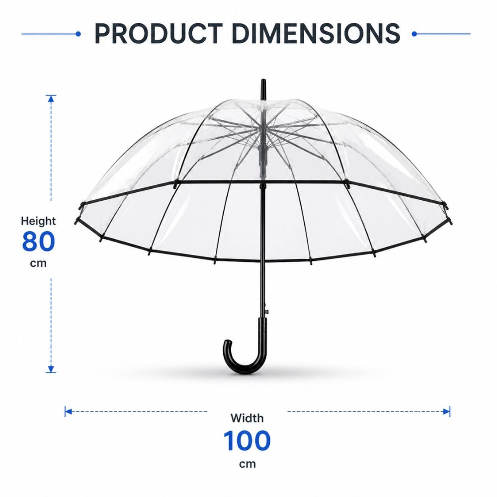 Premium Clear Dome Transparent Windproof Large Automatic Fashion Umbrella