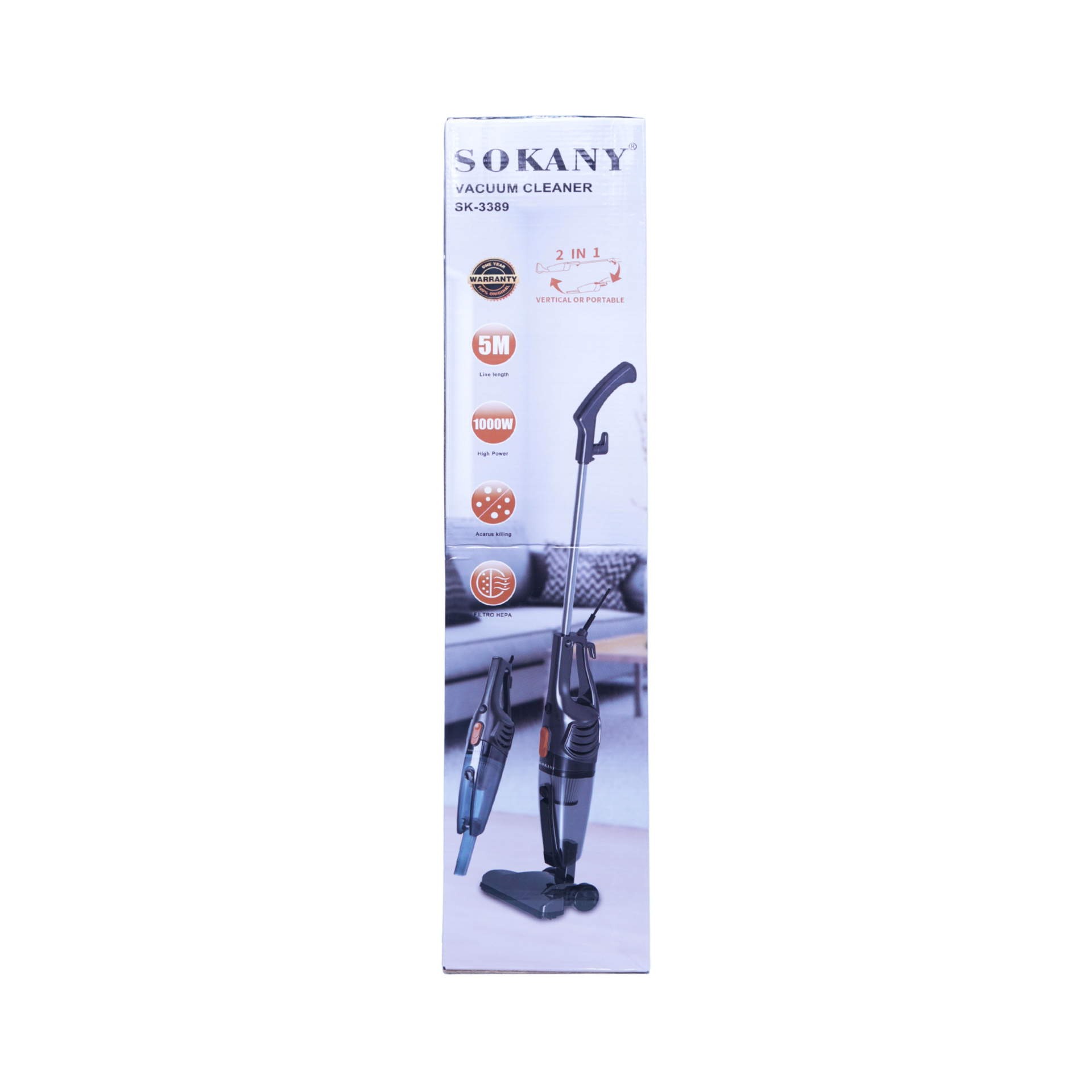 Sokany 2 in 1 Upright & Handheld Vacuum Cleaner  1000W (1 Year Warranty) with HEPA Filter & Acarus Killing (5m Cable)
