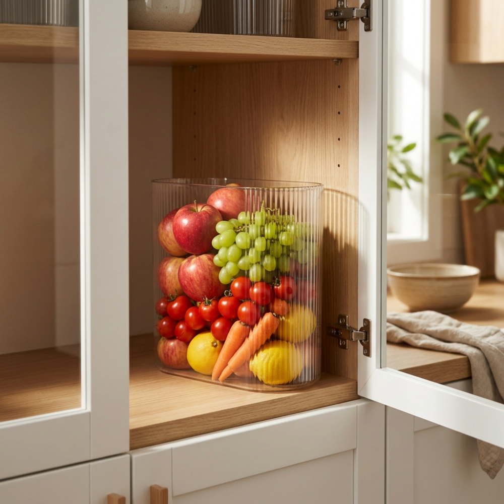 Best Multi Purpose Clear Storage Bin Aesthetic Fluted Design