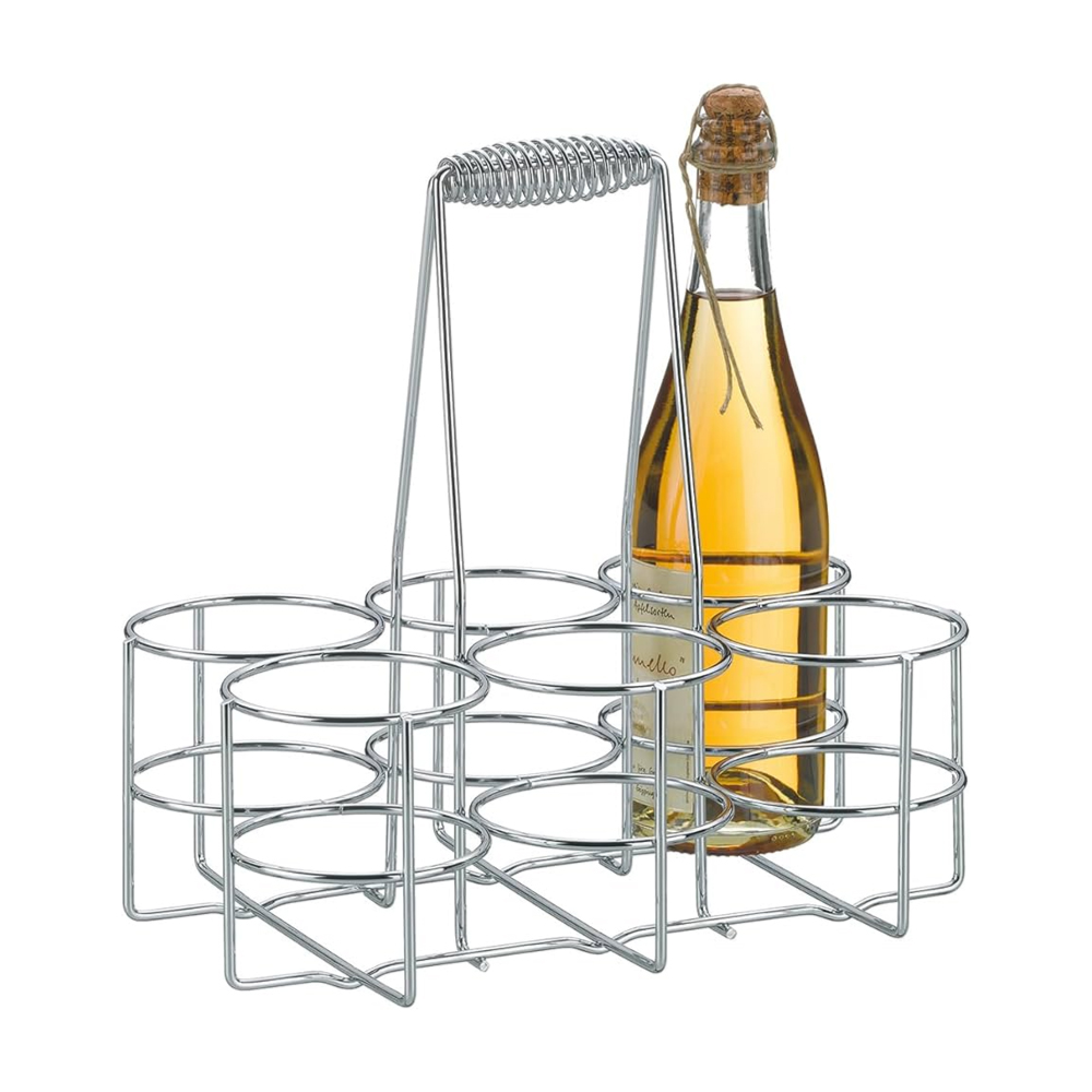 Stainless Steel Tea Cup Carrier Stand – 6 Cup Holder Organizer for Serving & Storage (22 × 15 × 28 CM)
