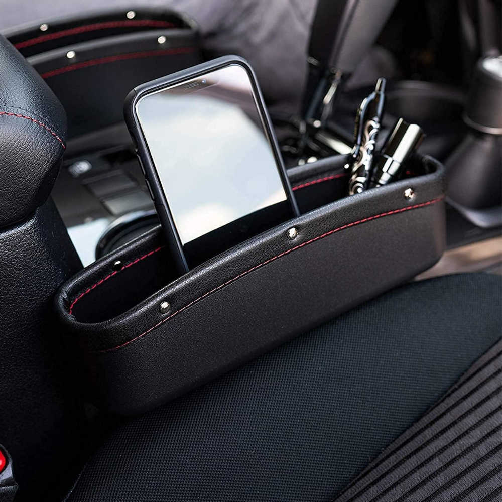 Premium Car Seat Side Pocket Organizer – Leather Storage Gap Filler for Phone, Wallet & Essentials (23 CM × 16 CM)