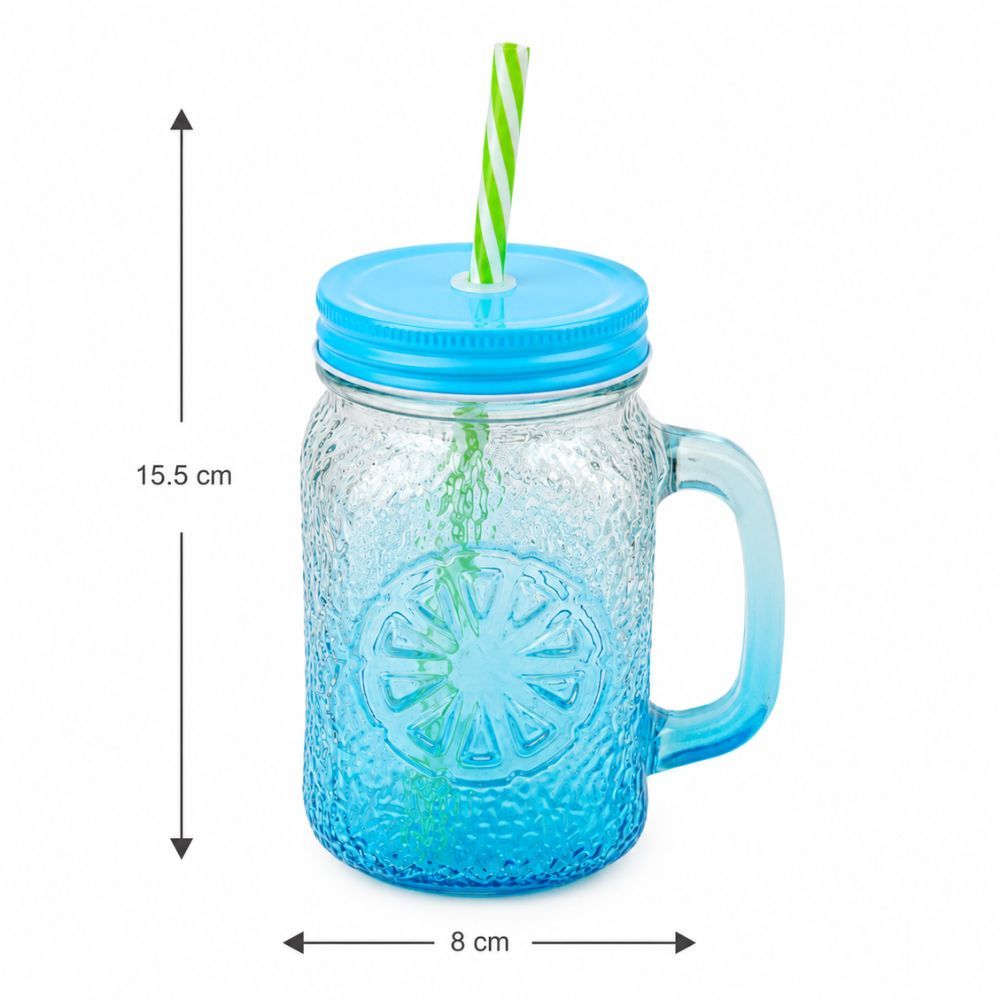 Premium Glass Jar With Reusable Straw And Secure Screw Lid For Refreshing Beverages