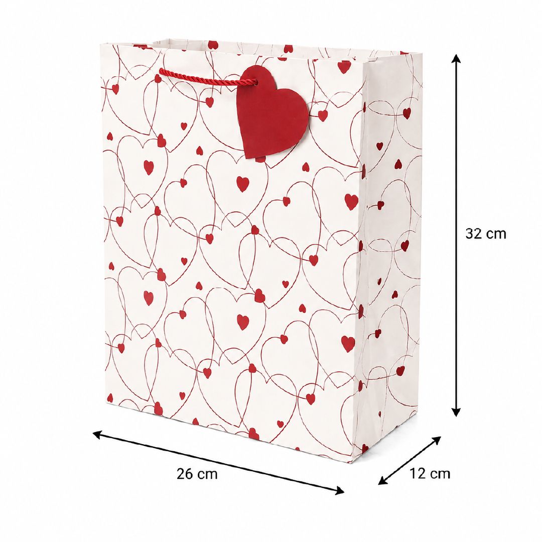 Premium Paper Gift Bag With Heart Print – 32Cm