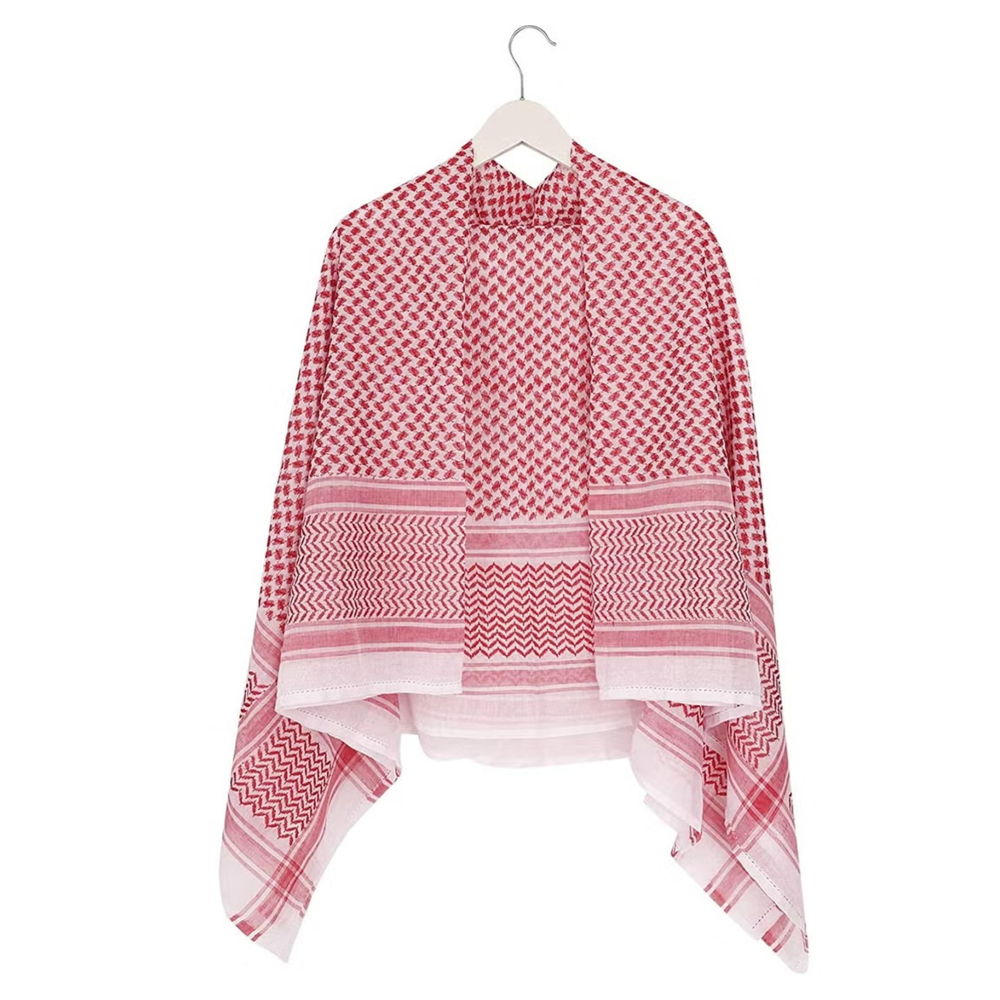 Premium Men’s Arab Shemagh Kaffiyeh - Classic Red & White