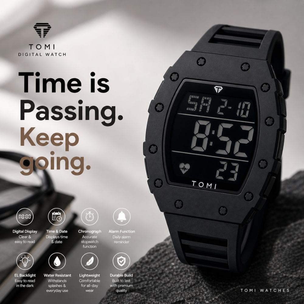 Tomi Luxury Sport Digital Watch For Men With Water Resistance And Premium Display