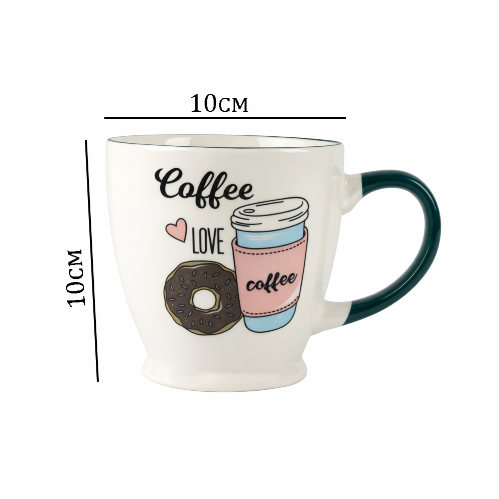 Coffee Lover Printed Ceramic Mug – 10cm x 10.5cm Premium Coffee Time Tea Cup with Stylish Handle