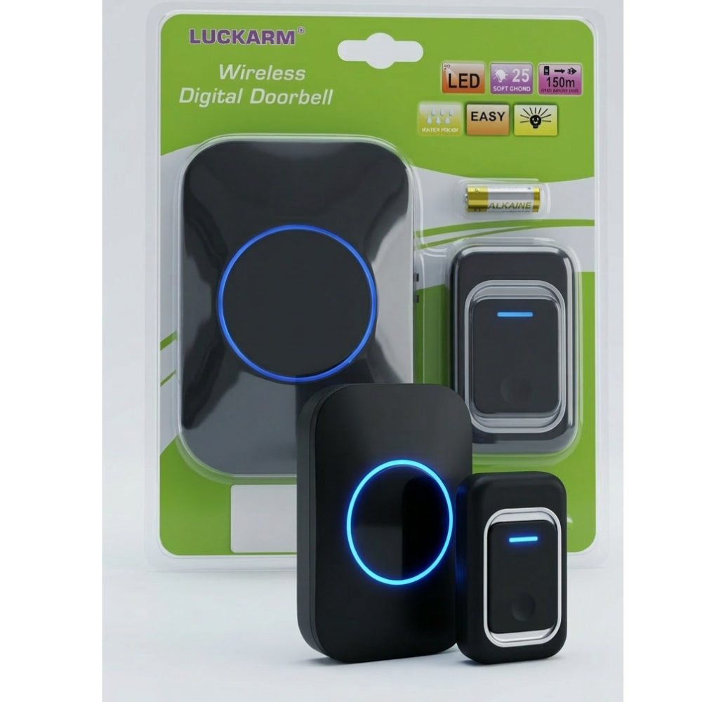 Luckarm Wireless Digital Doorbell - 150m Range & Waterproof (many Melodies)