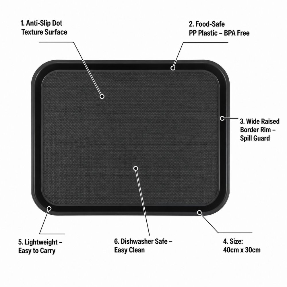 Premium Non Slip Rectangular Serving Tray For Fast Food And Home Dining