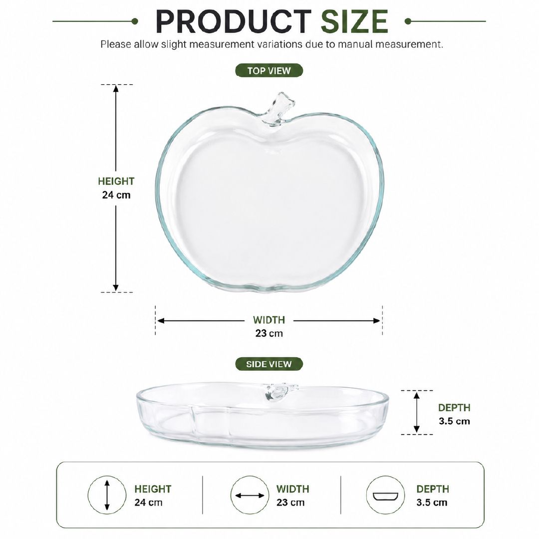 High-Performance Clear Glass Apple-Shaped Serving Dish – 24 X 23 Cm – Transparent