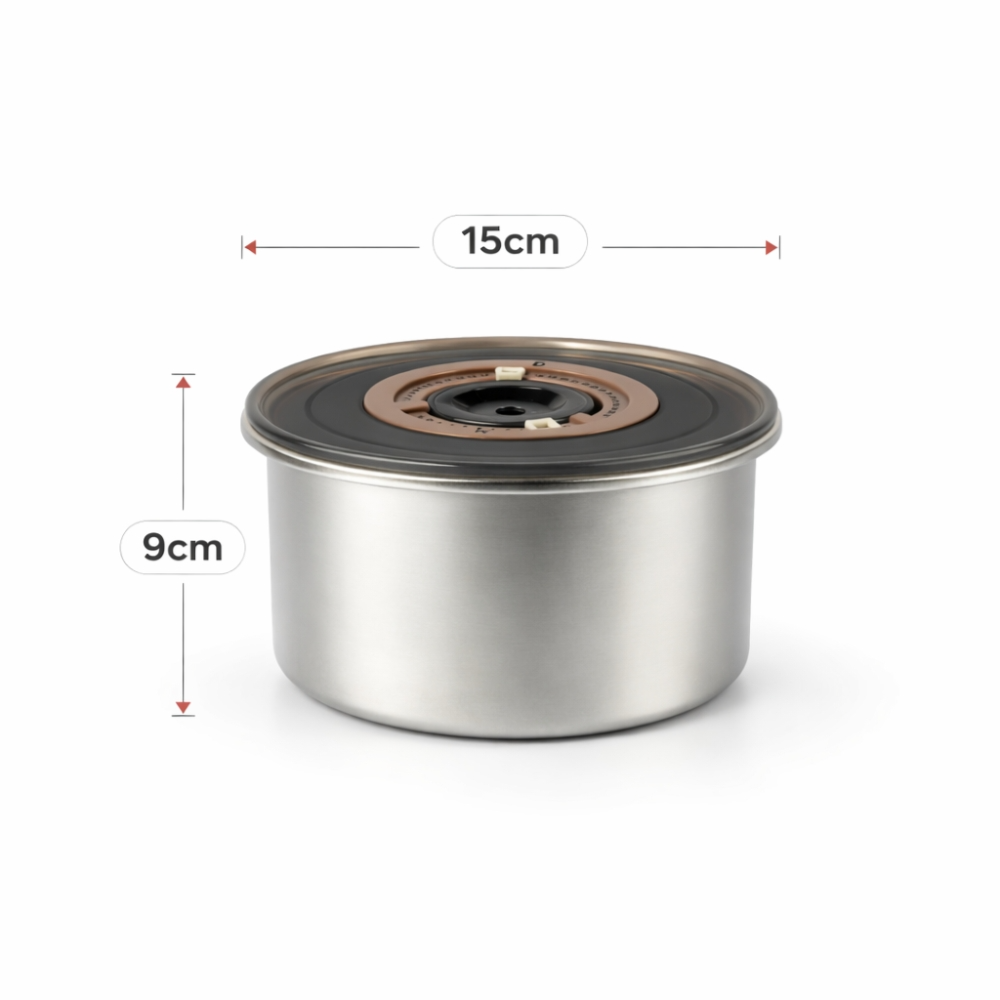 Stainless Steel Lunch Box 1L – Durable Food Storage Container (15cm × 9cm)