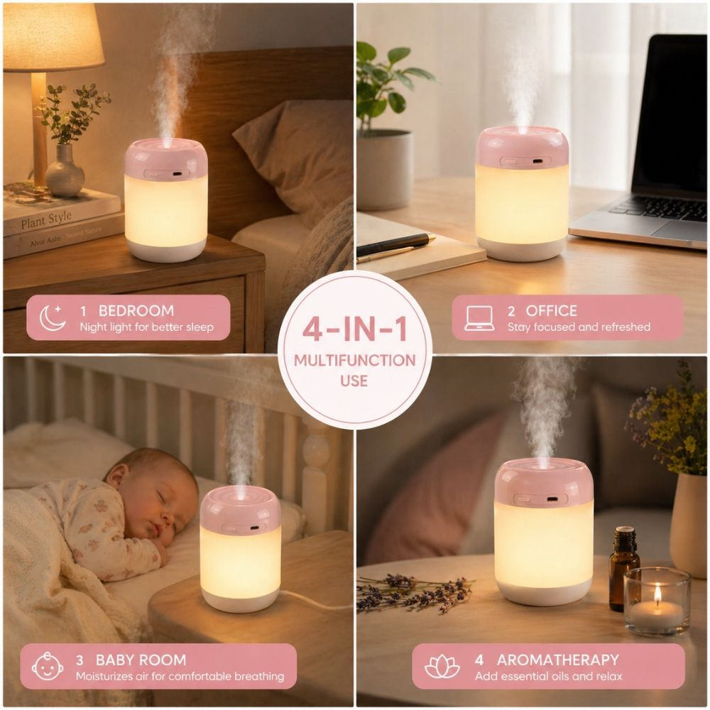 Ultra Quiet Portable Mini Usb Smart Air Humidifier And Night Light