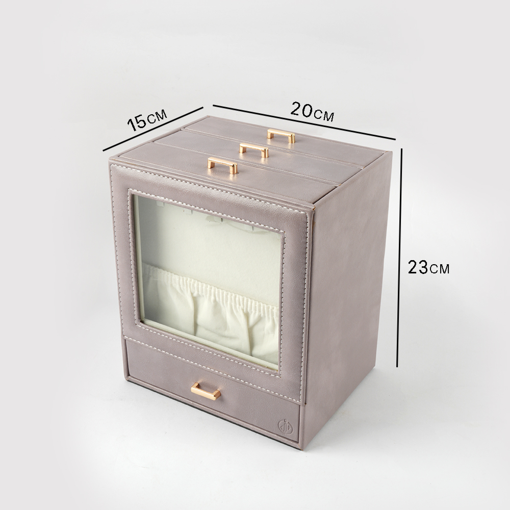 Luxury Multi-layer Jewelry Organizer Box With Mirror & Drawers – Elegant Storage Case For Rings, Earrings & Accessories (23cm X 20cm X 16cm)