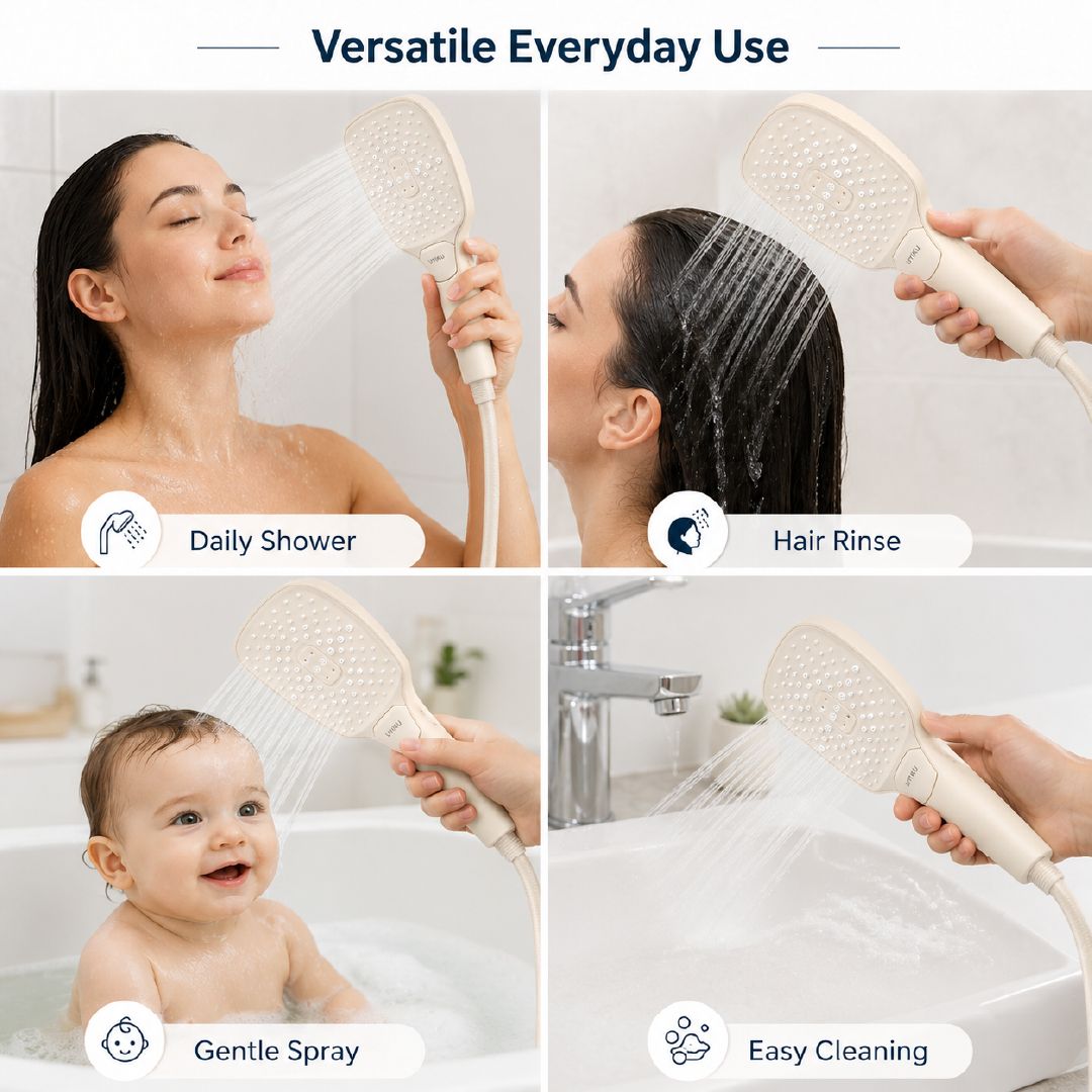 Exclusive Hand Shower Head With A Square Panel And Finish – 115 X 258 Mm