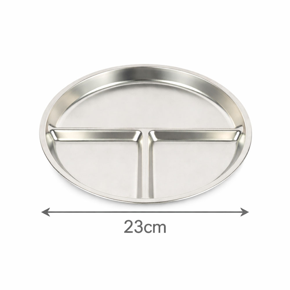 Stainless Steel Divided Plates (23cm)