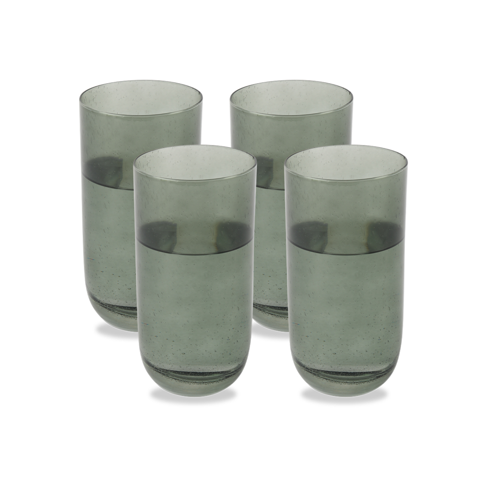 4 PCS Bubble Highball Glass Set – 495ml Textured Drinking Glasses (8cm x 14.5cm)