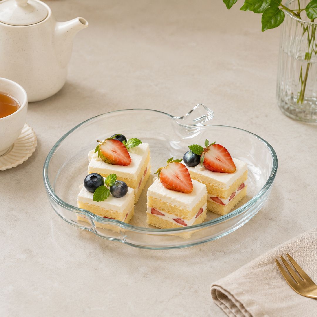 High-Performance Clear Glass Apple-Shaped Serving Dish – 24 X 23 Cm – Transparent